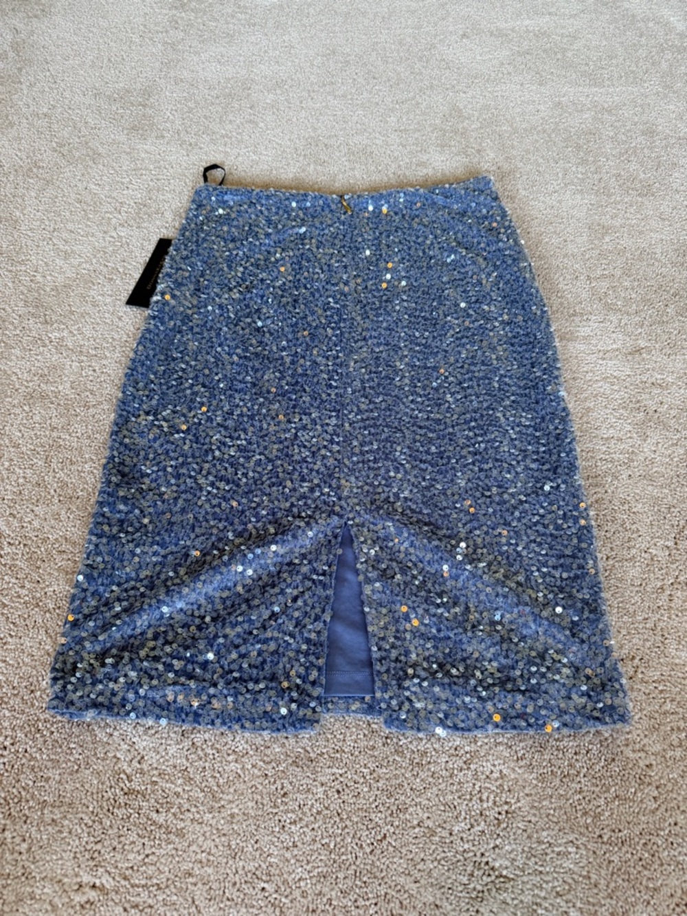 Donna Karan Blue Embellish Sequin Midi Skirt - Picture 6 of 7